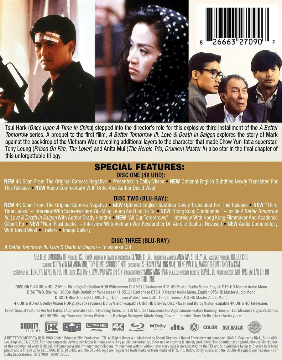 A Better Tomorrow III: Love and Death in Saigon – Shout! Factory Limited Edition Steelbook 4K UHD