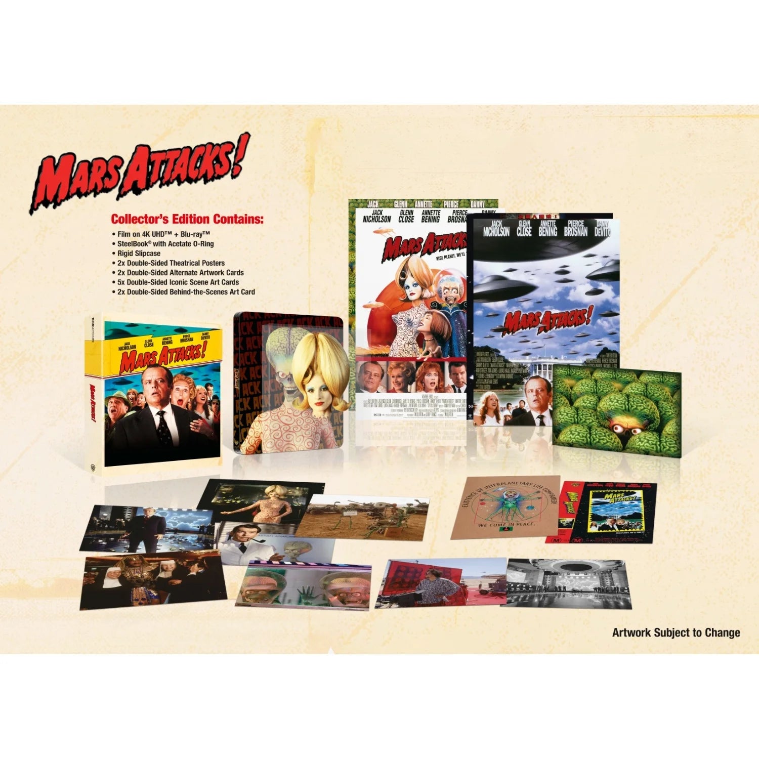 MARS ATTACKS! [LIMITED COLLECTOR'S EDITION STEELBOOK] (WARNER BROTHERS) (4K UHD+BLU-RAY) (UK REGION FREE/REGION B)