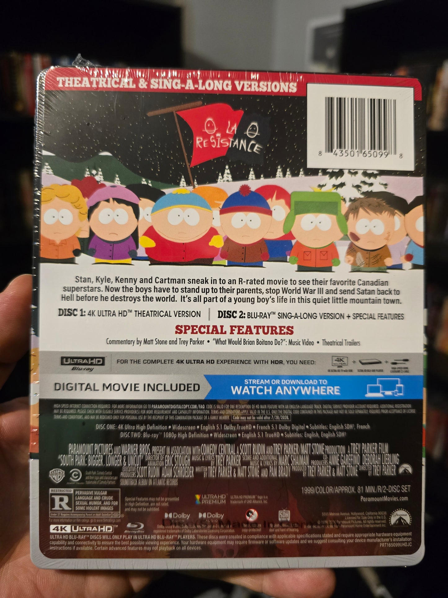 SOUTH PARK: BIGGER, LONGER & UNCUT (PARAMOUNT) (4K UHD STEELBOOK)