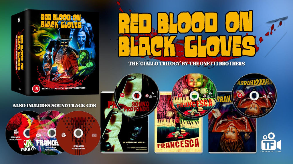 RED BLOOD ON BLACK GLOVES: THE GIALLO TRILOGY BY THE ONETTI BROTHERS [LIMITED EDITION BOX SET] (TREASURED FILMS) (BLU-RAY REGION B)