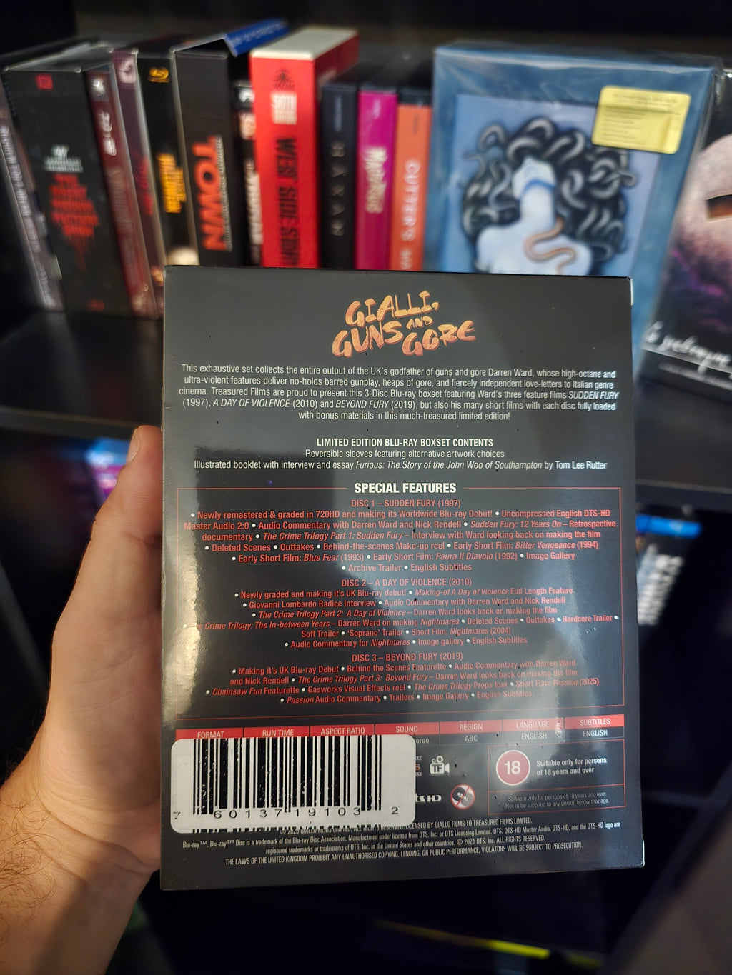 Gialli, Guns & Gore! The Brutal Films of Darren Ward [3 Disc Collector's Set - Sudden Fury, A Day of Violence, Beyond Fury] (Treasured Films) (Blu-ray w/Slipcase)