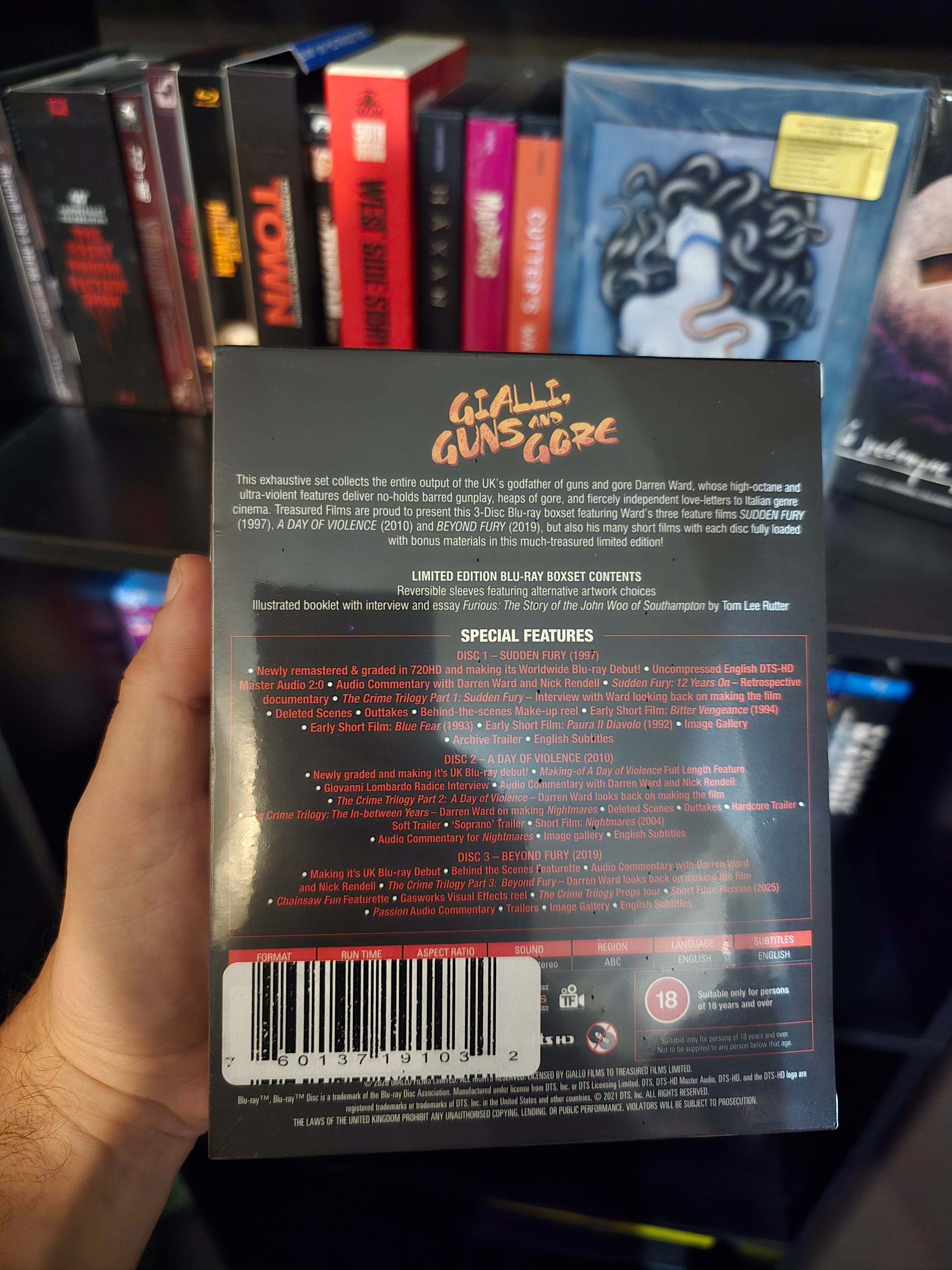 Gialli, Guns & Gore! The Brutal Films of Darren Ward [3 Disc Collector's Set - Sudden Fury, A Day of Violence, Beyond Fury] (Treasured Films) (Blu-ray w/Slipcase)