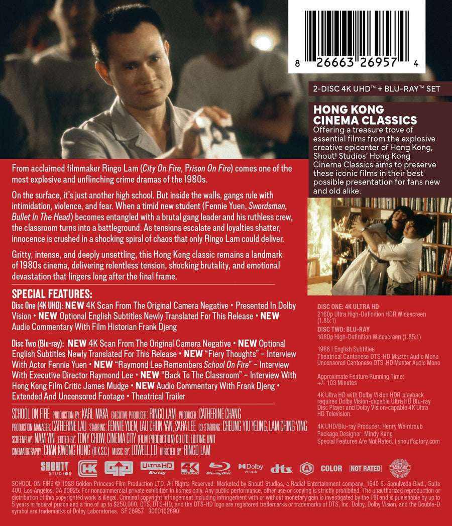 SCHOOL ON FIRE [HONG KONG CINEMA CLASSICS] (SHOUT STUDIOS) (4K UHD+BLU-RAY)
