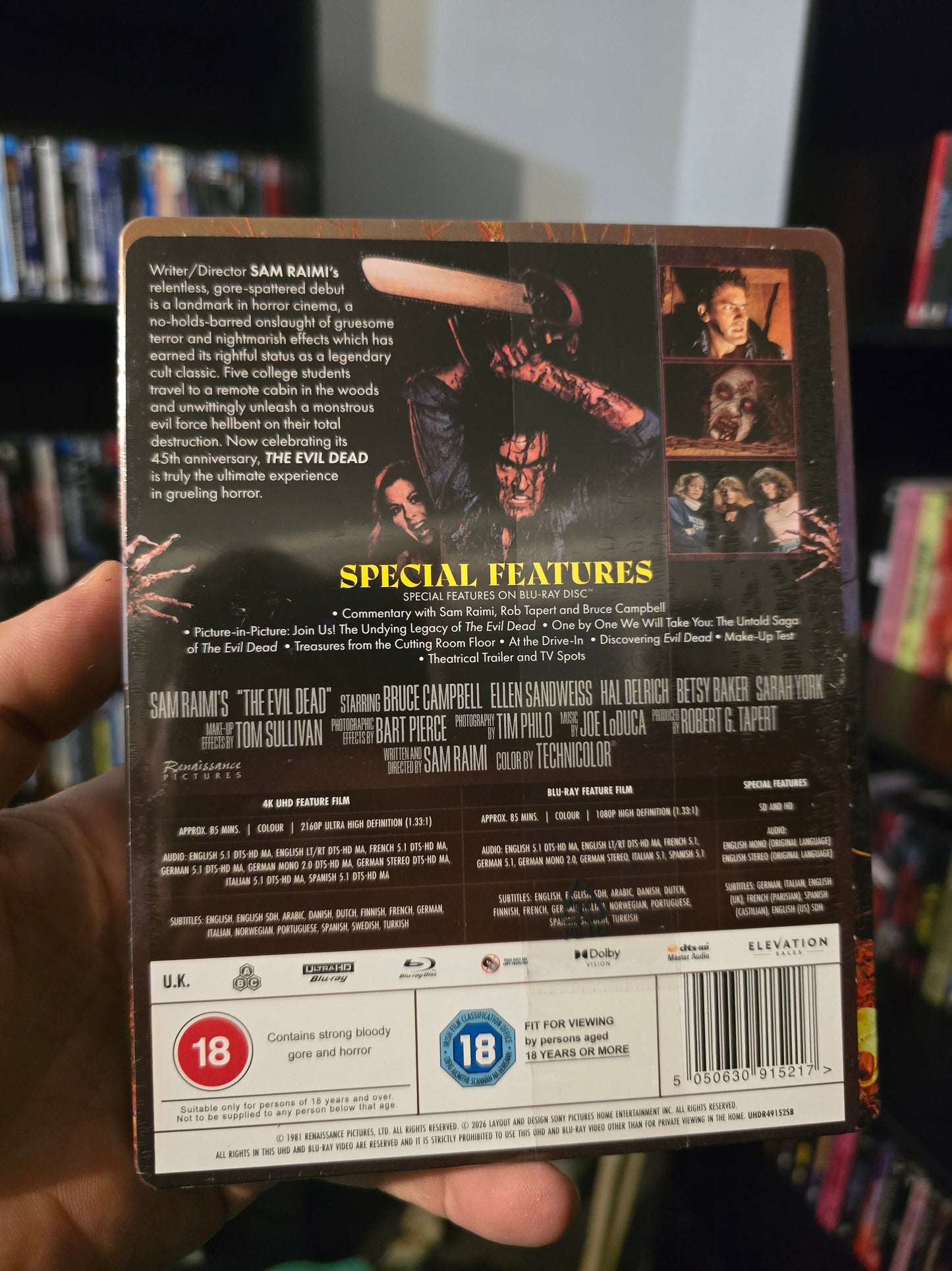 THE EVIL DEAD [LIMITED EDITION STEELBOOK] (SONY PICTURES) (4K UHD+BLU-RAY REGION B) (UK IMPORT)