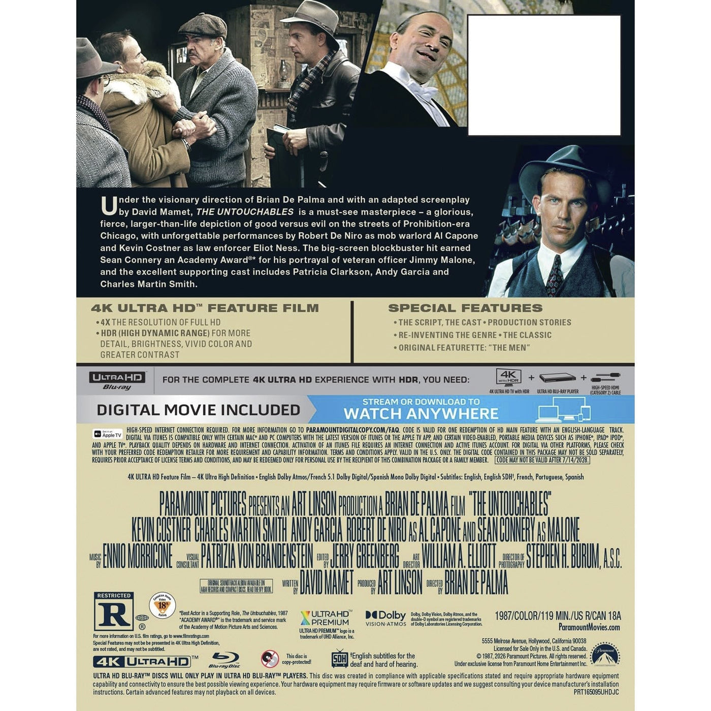 THE UNTOUCHABLES (PARAMOUNT) (4K UHD STEELBOOK)