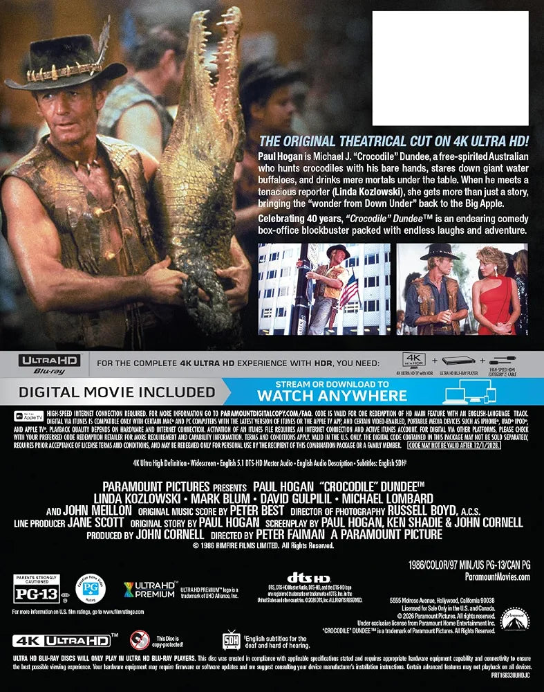 Crocodile Dundee – US/International Theatrical Cut Steelbook 4K UHD