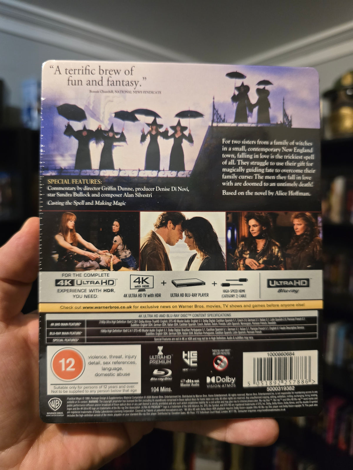 PRACTICAL MAGIC [LIMITED EDITION STEELBOOK] (WARNER BROTHERS) (4K UHD+BLU-RAY REGION B) (UK IMPORT)