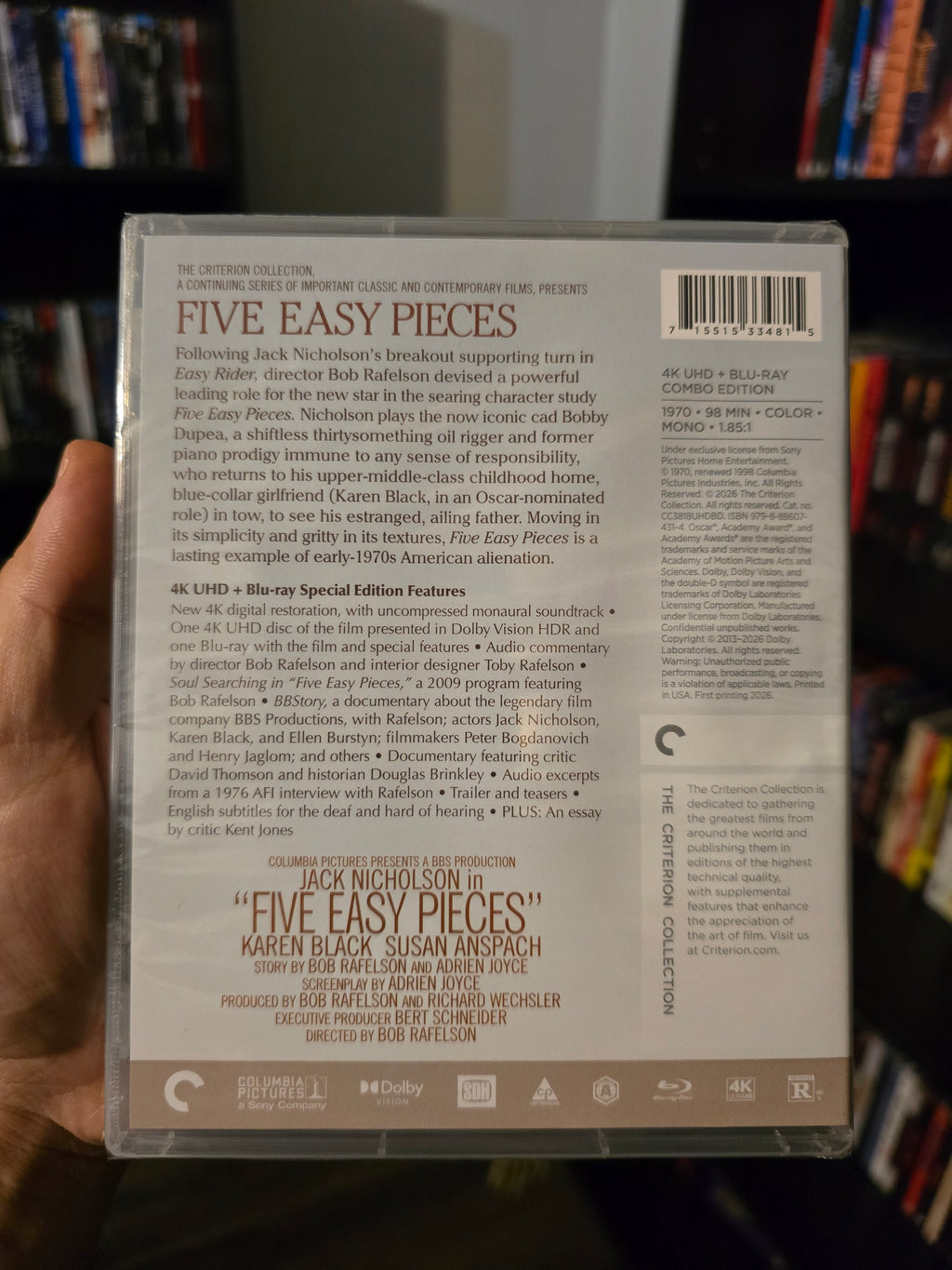 FIVE EASY PIECES (CRITERION) (4K UHD+BLU-RAY)