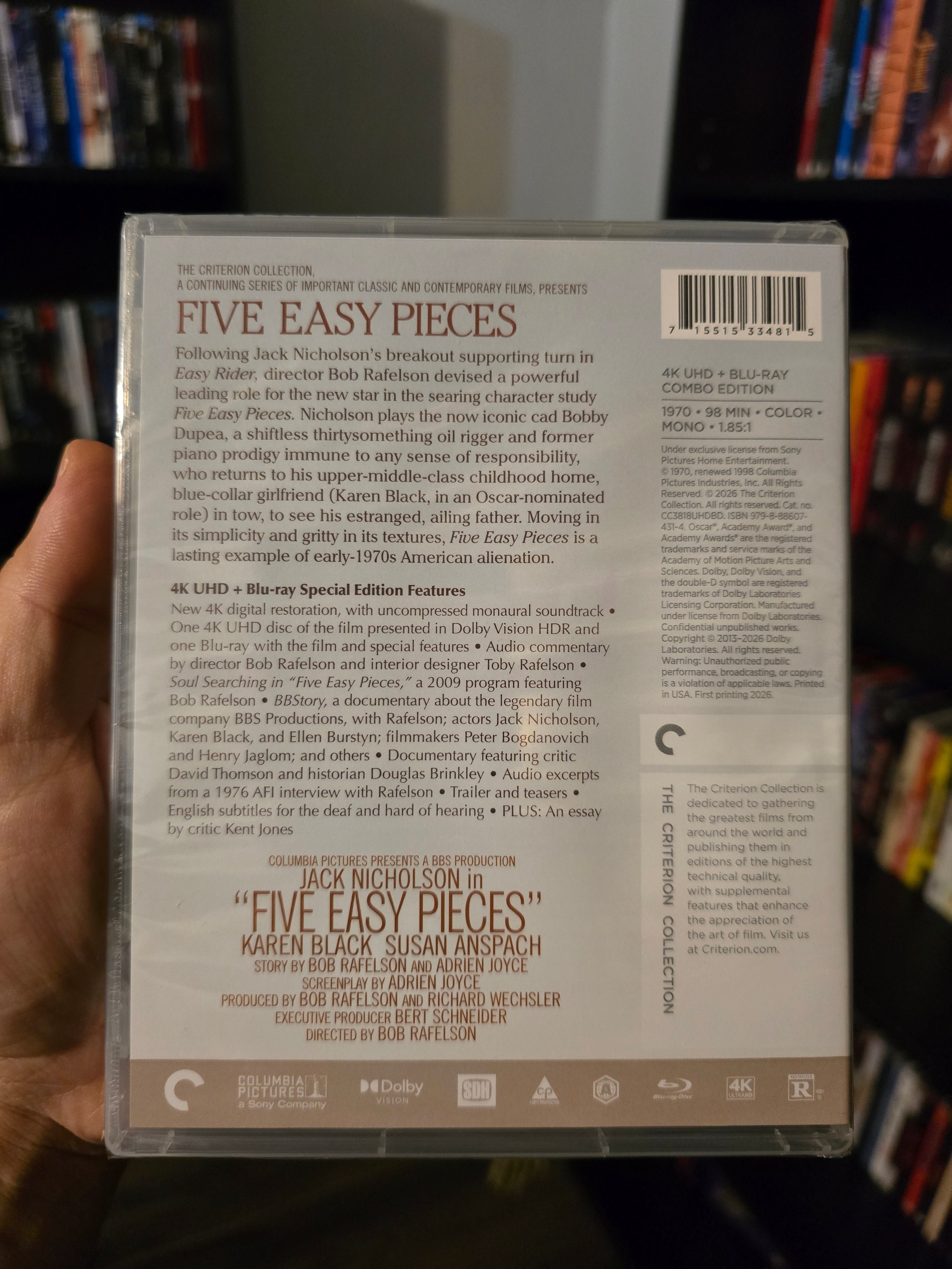 FIVE EASY PIECES (CRITERION) (4K UHD+BLU-RAY)